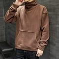 thumbnail image 2 of Yiaimeir Mens Turtleneck Fleece Pullover Sweatshirt Long Sleeve Warm Casual Loose Fit Top with Kangaroo Pocket for Autumn Winter, 2 of 5