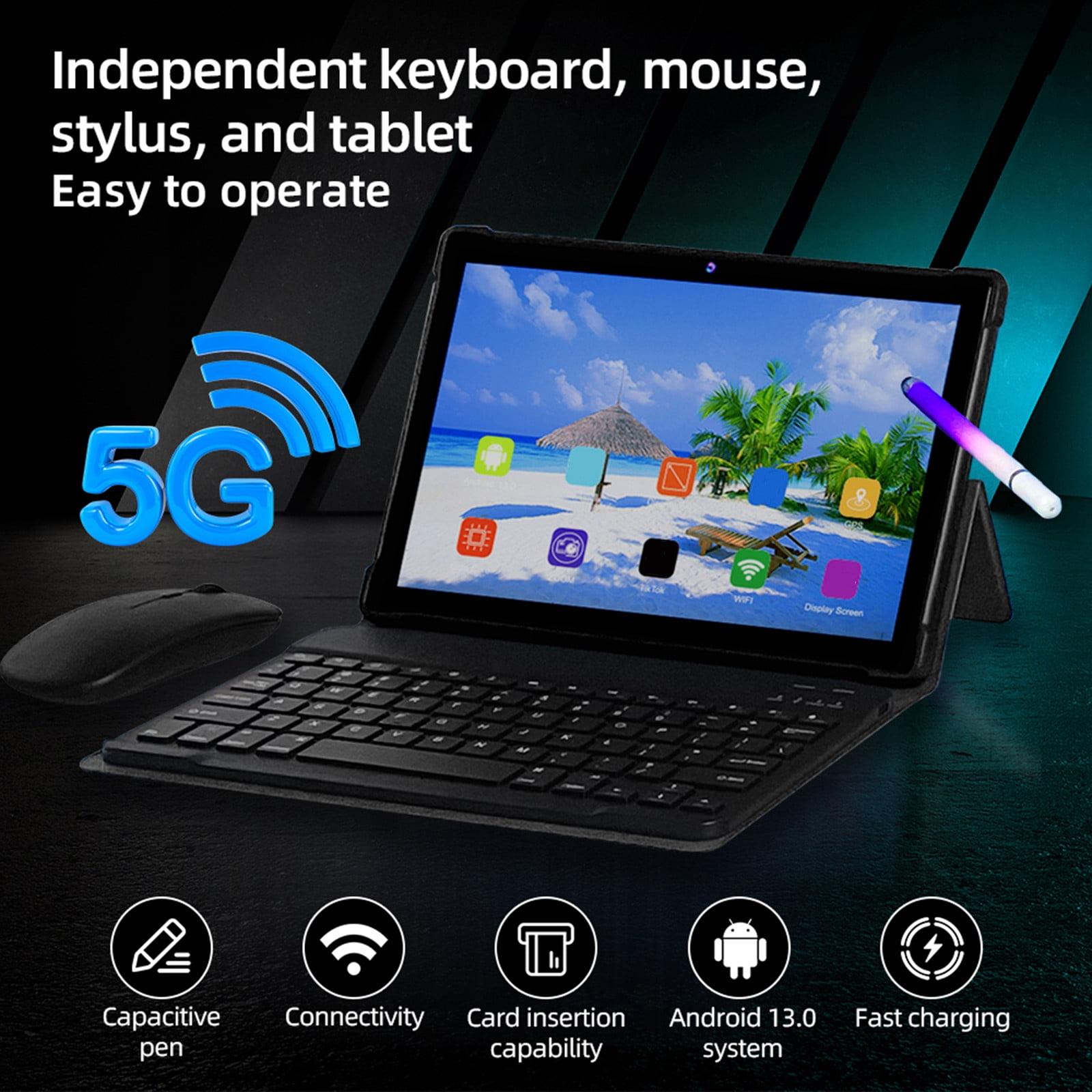 タブレット PC 10.1インチ Android13 wifi5G 電話 GPS 8+256GB IPS液晶 FullHD 在宅勤務 ネット授業 コスパ最高 人気 2023新作 父の日 プレゼント サクサク Android13 6GB RAM 256GB ROM Tablet 10.1 inch Unbreakable Screen Dual SIM  Card 2 in 1 Tablet Pc with Keyboard Mouse GPS Tablets - AliExpress