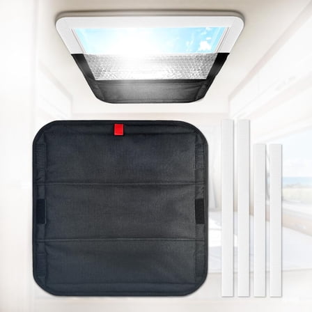 16x16 " RV Sun Blackout Vent Cover, Reflective Insulation Skylight Window Shade, Roof Ventilation Shield for Motorhome, Sturdy Velcro Attach,  Foldable Heat & Light Blocker, Camper/Tailer Accessories
