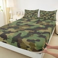 thumbnail image 3 of Feelyou Fashion Camo Bed Sheets for Teens, Chic Camouflage King Sheets, Olive Square Abstract Sheet Set, Luxury Bedroom Decor, 4-Piece, 3 of 7