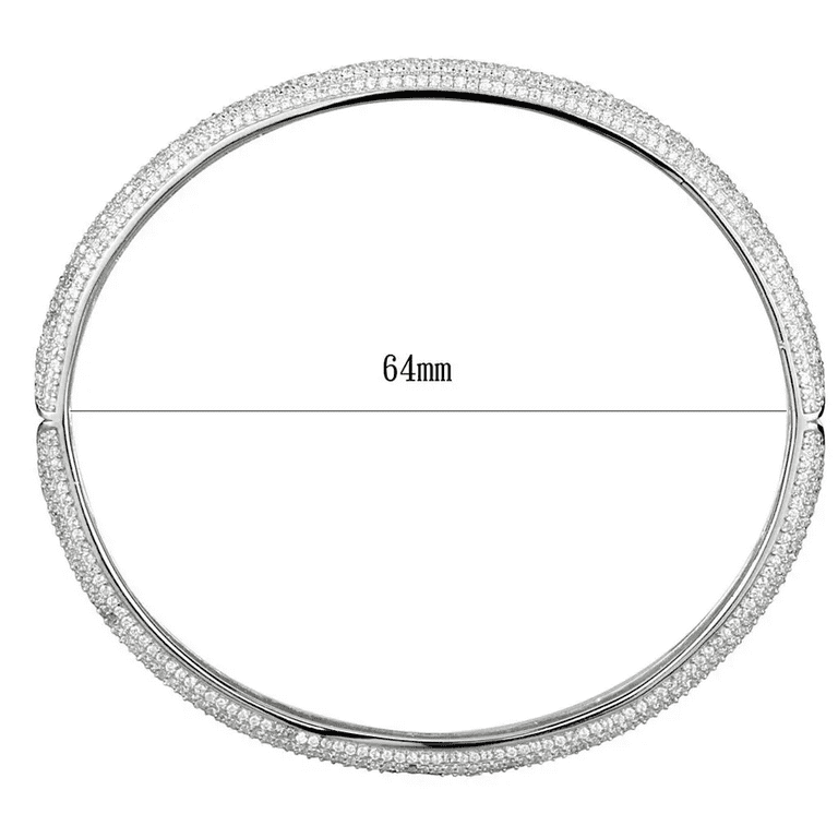 Women Rhodium 925 Sterling Silver Bangle with AAA Grade CZ in