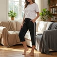 thumbnail image 5 of Women's Capri Yoga Pants Loose Soft High Waist Drawstring Workout Sweatpants Causal Lounge Pants Flared Leggings with Pockets for Summer, 5 of 8