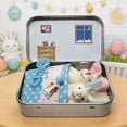 thumbnail image 5 of Little Pocket Bunny Decorative Boxes, Easter Basket Stuffer, Easter Gifts for Kids, DIY Pet Bunny Adoption, Easters Baskets Decorative Boxes,Rabbit Plush Toy in a Tin: Miniature Bed Set (Blue), 5 of 7