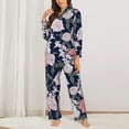 thumbnail image 2 of 2 Piece Womens Pajama Sets - Gorgeous Pink Rose Flowers Soft Sleepwear Comfy Pajamas Ladies Pj Lounge Sets with Pockets, Long Sleeve Button Shirt and Pajama Pants Pjs Sets for Women, 2 of 6