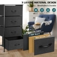thumbnail image 3 of 4 Drawers Dresser for Bedroom, Vesteel Fabric Chest of Drawers Tall Storage Tower with Wood Top and Sturdy Steel Frame, Storage Organizer Unit for Closet, Living Room, Hallway - Black, 3 of 7