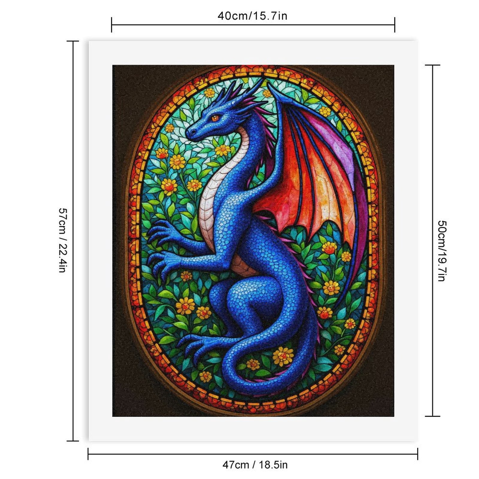 Paint By Numbers Kit for Adults Beginner - DIY Blue Dragon Stained Glass Art Deco Canvas Painting Kits for Adults, Frameless Paint By Number for Adults for Home Wall Decor 16x20 Inch