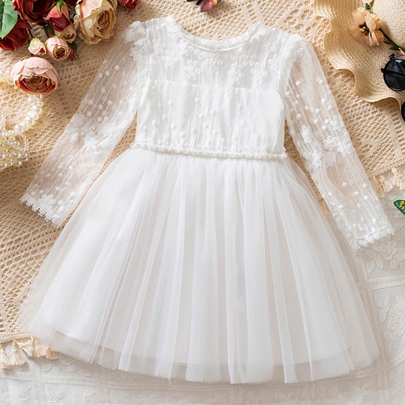 Girls Easter Dress Summer Western Style Dance Dresses for Girls Teens Casual Spring Dress (White,12-18 Months)
