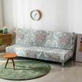 thumbnail image 4 of AMLESO Armless Sofa Cover Furniture Protector Stretch Sofa Slipcover for Bedroom Flower Flower gray, 4 of 8