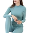thumbnail image 6 of snowsong Thermal Underwear for Women,2024 Hot Women's Solid Fitted Cotton Wool Thermal Long Sleeve Long Pants Underwear Set,Pajamas Set,Undershirts Long Sleeve,Thermal Suit, Mint Green 3XL, 6 of 7