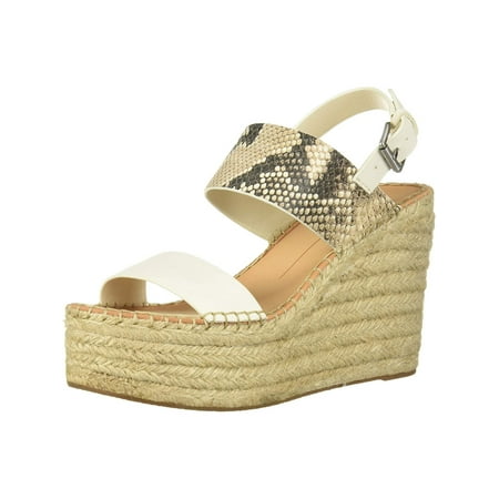 

DOLCE VITA Womens Ivory Snake Print 2 Platform Jute Wrapped Adjustable Strap Comfort Spiro Round Toe Wedge Buckle Leather Slingback Sandal 10