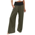 thumbnail image 2 of uublik Womens Sweatpants Green High Waisted Palazzo Pants Casual Wide Leg Long Lounge Pant Trousers with Pocket, 2 of 6