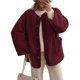 thumbnail image 1 of Abrigos de Invierno para Mujer, de Larga, con Botones, Chaquetas de Forro Suave, Ropa de Abrigo, Moda de Otoño Rojo Vino L, 1 of 9