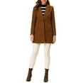 thumbnail image 2 of INSPIRE CHIC Women's Classic Notched Lapel Long Sleeves Long Overcoat S Dark Brown, 2 of 7