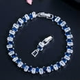 thumbnail image 2 of Classic Cubic Zirconia Rectangul Cut Royal Blue Stone Women Daily Party Bracelet, 2 of 8