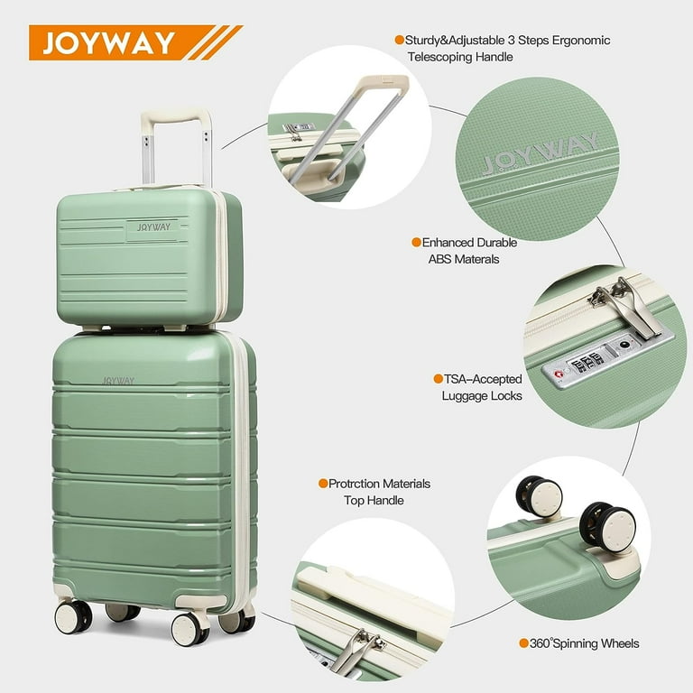 Joyway Carry on Luggage 20 Inch Suitcase Set 3 Piece with Spinner  Wheels,Hardside Carry on suitcase 22x14x9 Airline Approved with Combination