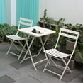 thumbnail image 2 of 3 Pieces Folding Patio Bistro Set, Square Wood Table and Chairs, Foldable Outdoor Furniture Set for Patio, Backyard, Garden, Poolside, White, 2 of 8