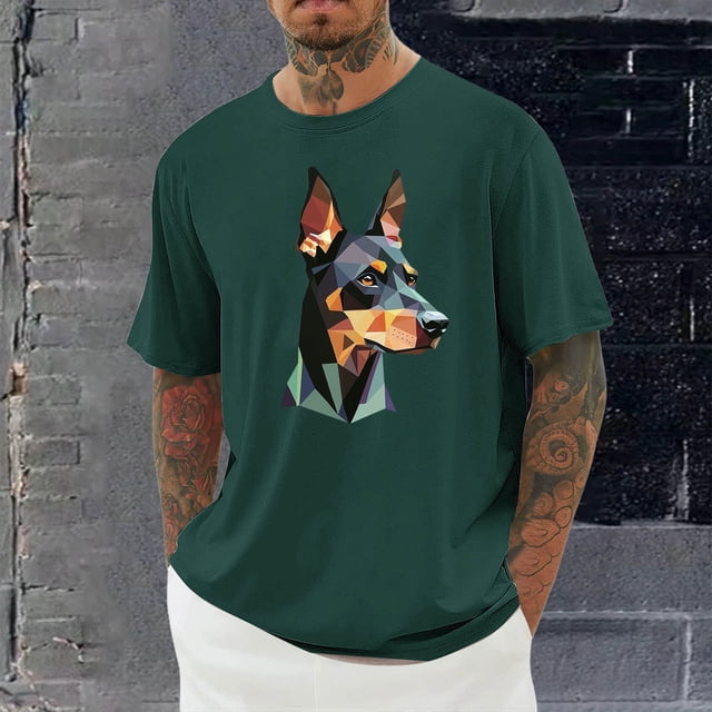 Tops para hombre, blusas y camisas de cuello redondo y manga corta para hombre, blusas casuales de moda con cuello redondo y estampado para hombre, blusas de poliéster para hombre.