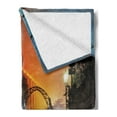 thumbnail image 2 of Landscape Soft Flannel Fleece Throw Blanket, Modern City Bridge at Night with Sightseeing Urban Theme Landscape, Cozy Plush for Indoor and Outdoor Use, 50" x 60", Grey Orange, by Ambesonne, 2 of 5