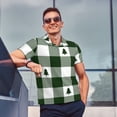 thumbnail image 4 of Balery Green White Lumberjack Plaid Camisa Polo de Hombre con Estampado, de Manga Corta y Tejido Medio, Camisa Tipo Golf Polo-4X-Large, 4 of 6