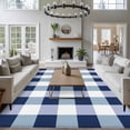 thumbnail image 4 of Navy Blue Plaid Area Rug 6x9 FT, Non Slip Living Room Throw Carpet, Spring Farmhouse Buffalo Checkered Washable Soft Large Floor Carpet Non-Shedding Rug for Bedroom Dining Room Play Room, 4 of 9