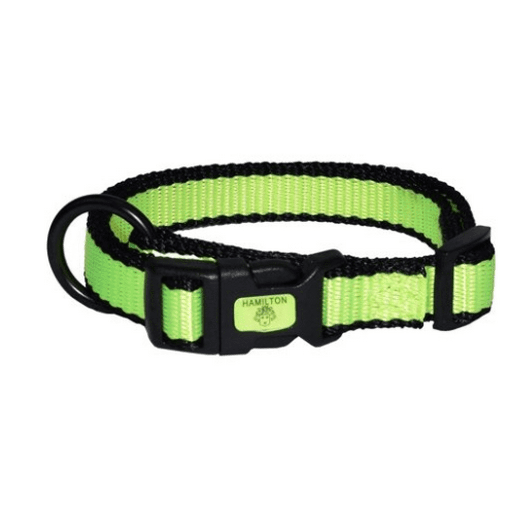 Hamilton 5/8" Adjustable Dog Collar fits 12" 18", Small, Neon Yellow