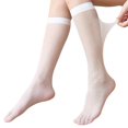 thumbnail image 2 of Gymayou Knee High Stockings For Women 15D Transparent Shimmer Nylon Trouser Socks Z01/White, 2 of 3