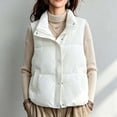 thumbnail image 3 of Rrxhxhs Vest for Women Solid Color Stand Collar Zip Up Padded Warm Casual Sleeveless Puffer Jacket with Side Pockets,White,2XL, 3 of 8