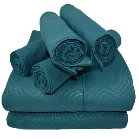 Victoria Valenti Embossed Bed Sheet Set With 4 Pillow Cases