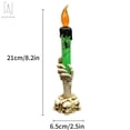 thumbnail image 3 of Gustave Halloween Candle Light LED Ghost Skull Hand Candelabra Holder Flameless Lamp Battery Operated Halloween Party Decor Props "Green", 3 of 8