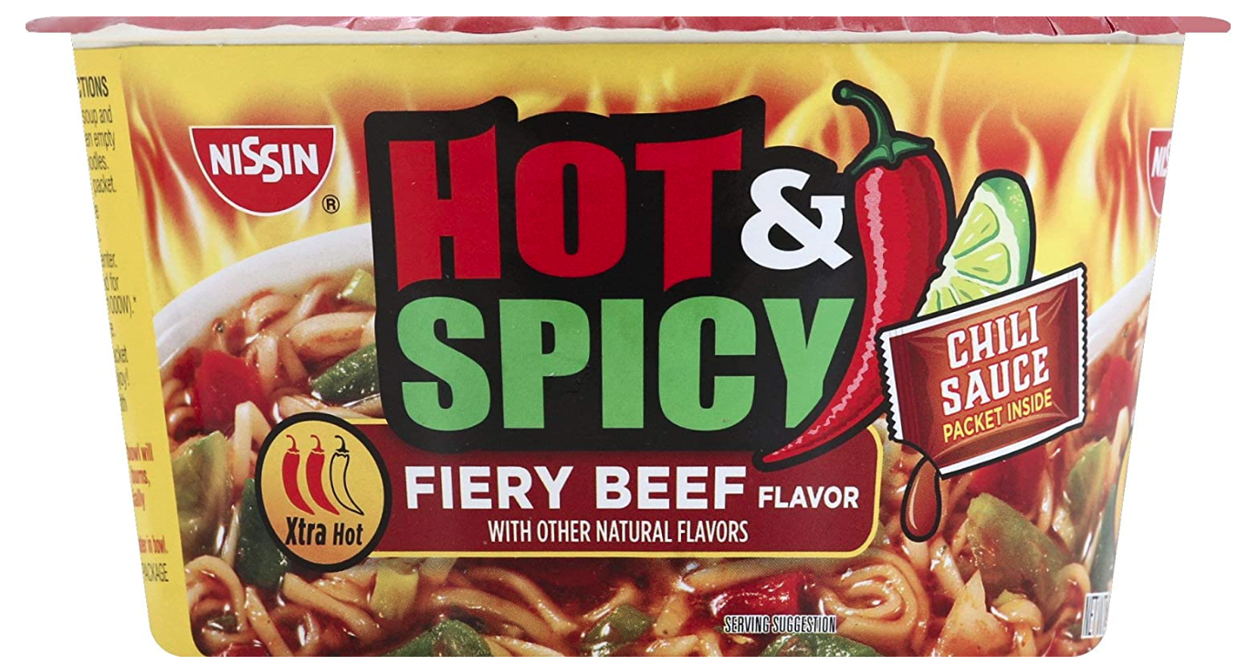 Nissin Noodle Bowl, Hot and Spicy Fiery Beef, 3.3 Ounce (Pack of 6