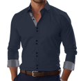 thumbnail image 2 of JoveMarine Mens Slim Fit Long Sleeve Button Down Dress Shirt Solid Color Collared Wrinkle Resistant for Business or Casual Wear,Dark Blue L, 2 of 5