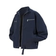 thumbnail image 6 of UVEASISHA Bomber Jackets Men Stand Collar Work Jacket Durable Casual Full Zip Utility Jackets Button Hem Lightweight Jacket with Zipper Pockets Navy M, 6 of 7