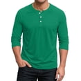 thumbnail image 2 of Mens 3/4 Sleeve Henley Shirts 3-Button Moisture Wicking Tee Solid Color Soft Basic Casual Tshirt, 2 of 7