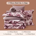 thumbnail image 2 of Amberspace Floral 7-piece Bed in a Bag Queen Comforter Set with Sheets,Purple Willow Leaf, 2 of 8