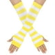 thumbnail image 1 of Zhuge Guantes largos sin dedos a rayas para mujer, calentadores de brazos tejidos de invierno para punk rock, cosplay, gótico y fiesta de Navidad, blanco y amarillo, 1 of 4