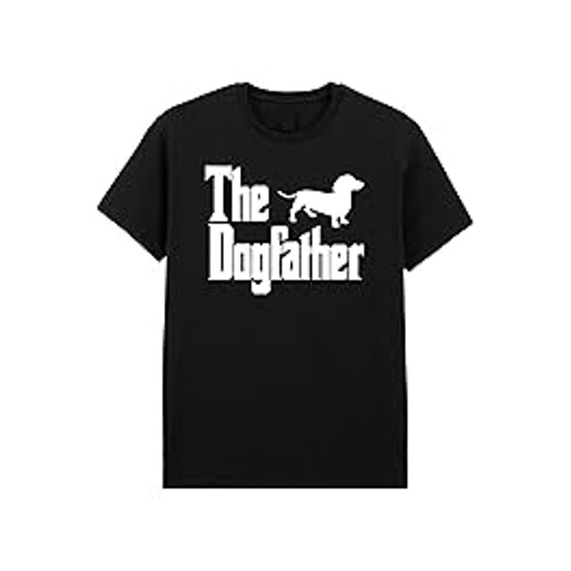 The Dachfather Funny Dad T-Shirt 180G Heavyweight Black Dachshund Design