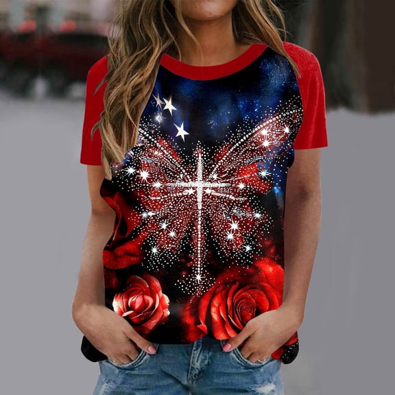 MAIHAN 250 Anniversary Usa Shirt American Flag Shirts 4th Of July Crew Neck T-Shirts Shirt Summer T Shirt Plus Size T Shirts for Women