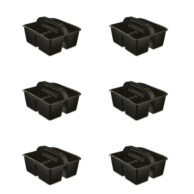 Storex Small Plastic Caddy, Rectangular Desktop Craft and Hobby Organizer, 8.75’’ x 7.67’’ x 4.44’’, Black