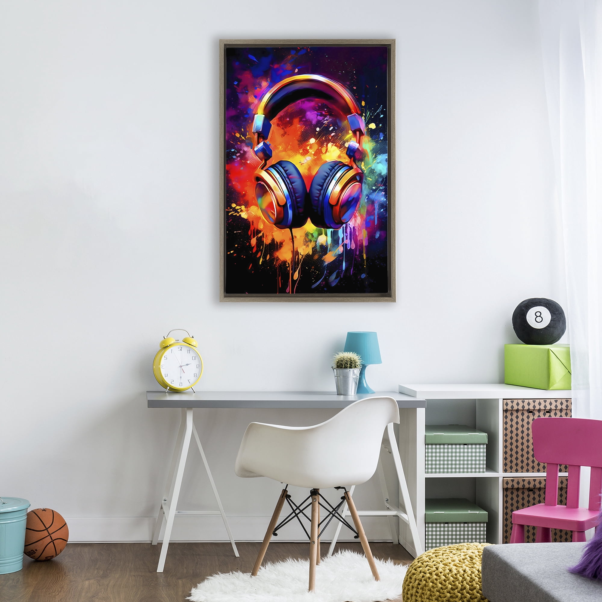 Stupell Industries Musical Color Pop Splash Brown Framed Floater Canvas Wall Art, design by Creative Studio