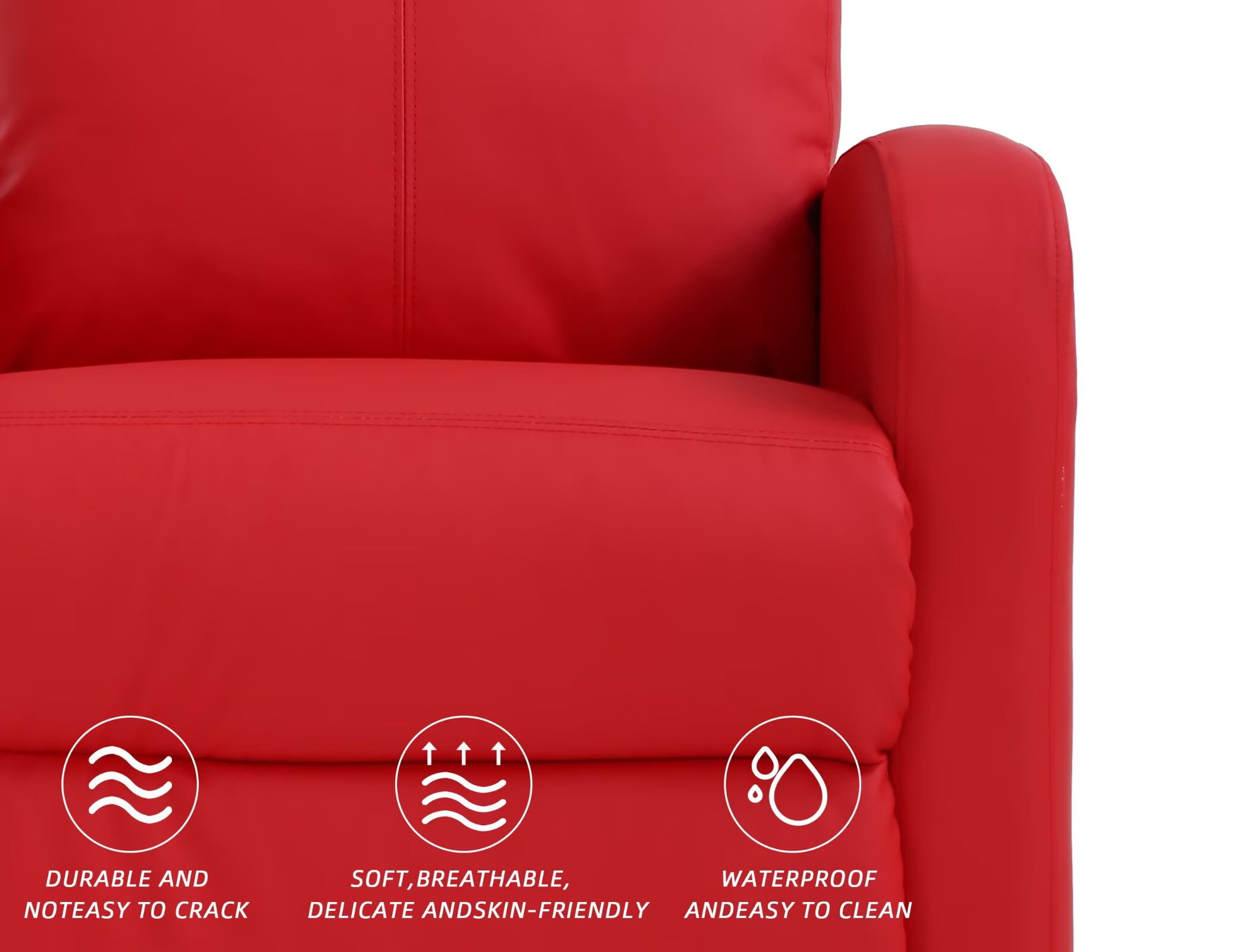 YRLLENSDAN Recliner Chair for Living Room Home Theater Seating Single Reclining Sofa Lounge with Padded Seat Backrest (Red)