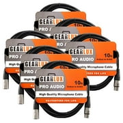 Gearlux XLR Microphone Cable Male to Female 10 Ft Fully Balanced Premium Mic Cable - 6 Pack