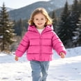 thumbnail image 6 of Besolor Toddler Girls Puffer Jacket Kids Long Sleeve Zipper Hooded Fall Winter Thick Warm Outdoor down Jackets Tops(4-5 Years,Hot Pink), 6 of 7