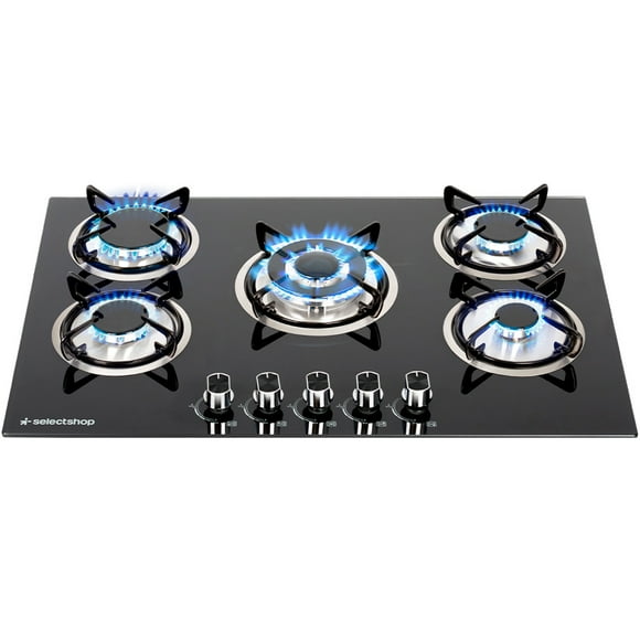 Parrilla De Gas 5 Quemadores De Acero Inoxidable Estufa Compatible Con Gas LP Empotrable o De Sobreponer Encendido Electronico Parrilla Electrica De Estructura Metalica