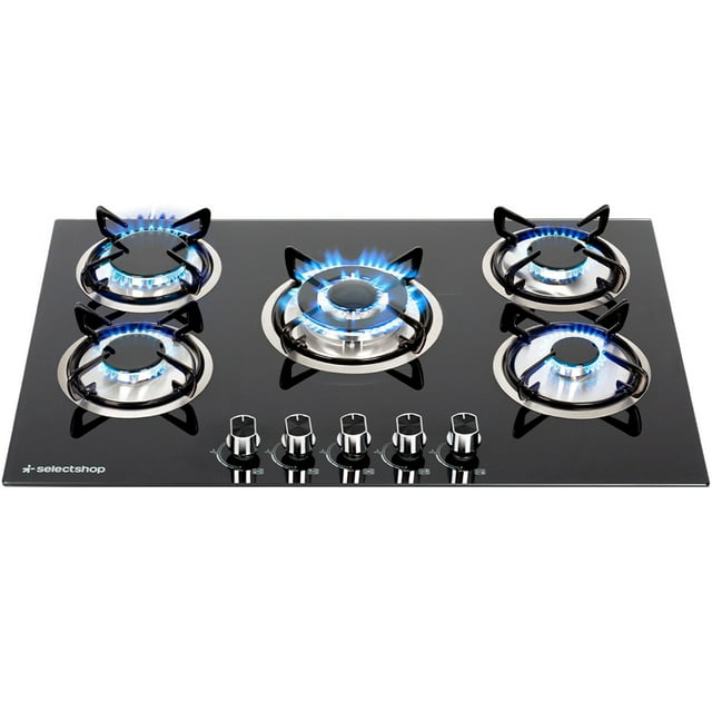 Parrilla De Gas 5 Quemadores De Acero Inoxidable Estufa Compatible Con Gas LP Empotrable o De Sobreponer Encendido Electronico Parrilla Electrica De Estructura Metalica