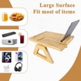 thumbnail image 2 of cyrico Bamboo Couch Armrest Table, Clip On Sofa Arm Tray Table for Couch with 360° Rotating Phone Holder, Couch Armrest Tray for Drinks, Snacks, Remotes and TV Watching, 2 of 8