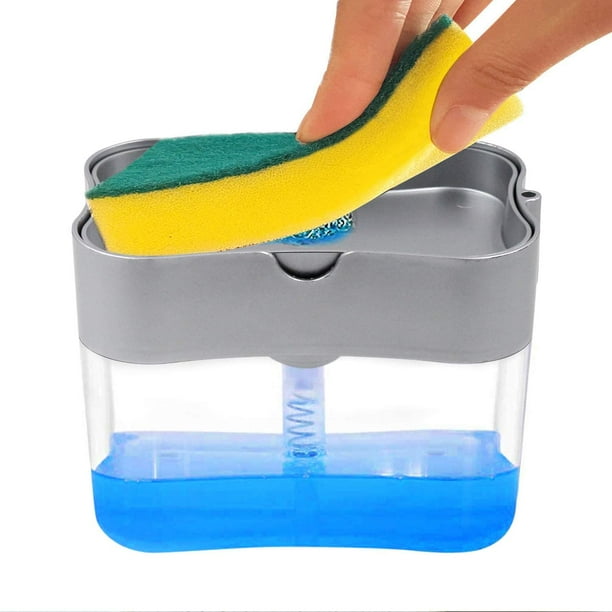 Soap Pump Dispenser and Sponge Holder for Kitchen Sink Dish Washing
