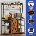 thumbnail image 2 of ModFusion 64" Rustic Baker's Rack with Power Outlet & USB Ports, Spacious Storage, Microwave Stand & Coffee Bar – Brown, 2 of 10