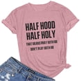 thumbnail image 2 of Scyoekwg Summer Womens Tops Round Neck Short Sleeve T Shirts Casual Letter Print Tee Shirts Comfy Soft Blouse #A=Pink S, 2 of 3