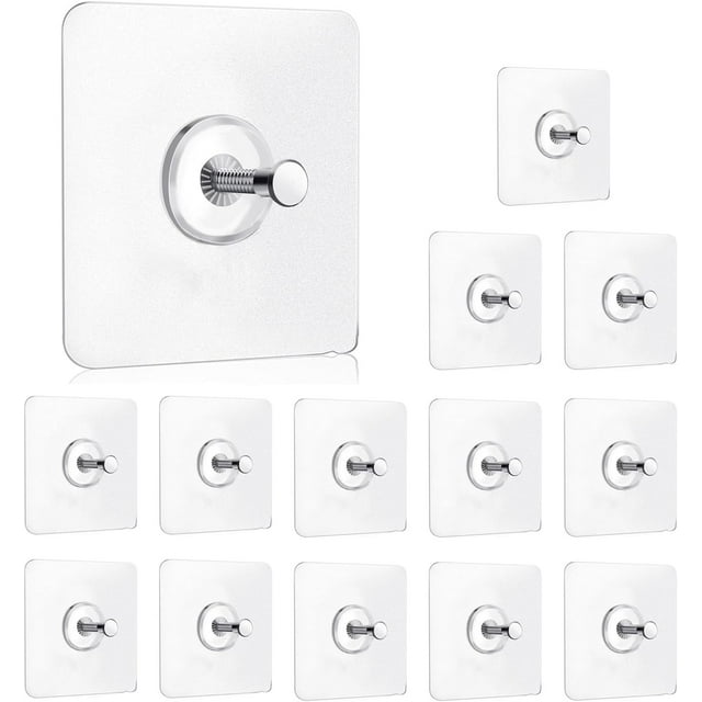 Juego de 14 Ganchos Adhesivos de Pared sin Clavos de Acero Inoxidable Impermeables para Cocina Baño y Oficina