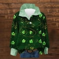 thumbnail image 1 of TaTaai Ladies St Patricks Print Blouse Long Sleeve Button Down Shirt Color Block Striped Collar Casual Top Loose Fit Gift, 1 of 6